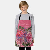 Tablier Dahlias flowers pink watercolor (Porté)