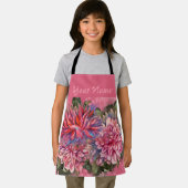 Tablier Dahlias flowers pink watercolor (Insitu)