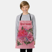 Tablier Dahlias flowers pink watercolor pattern (Porté)