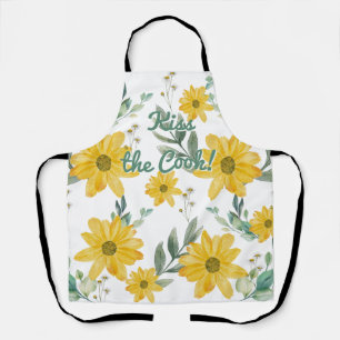 Tablier Daisées "Kiss the Cook", TEXTE PERSONNALISABLE !