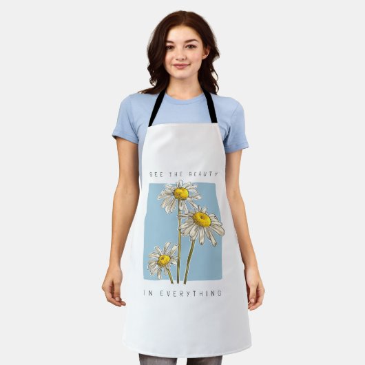 Tablier Daisy Flowers Beauté Slogan (Porté)