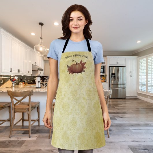 Tablier Damask, Citrouille de Thanksgiving | jaune