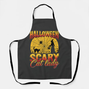 Tablier Dame de chat effrayante Halloween Sorcière Toile d