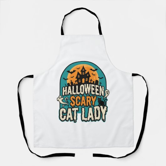 Tablier Dame de chat Halloween Épouvantable Maison hantée (Recto)