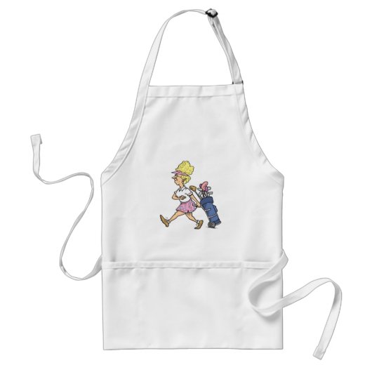 Tablier dame de golf drôle dessin animé graphique (Devant)