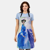 Tablier Dame en Robe Bleue - Peinture aquarelle (Porté)