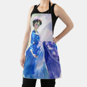 Tablier Dame en Robe Bleue - Peinture aquarelle (Insitu)