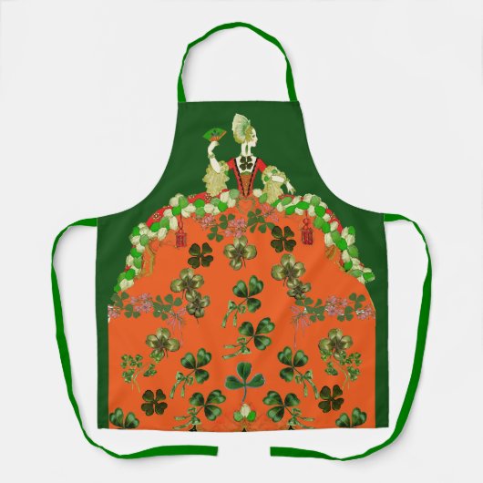 Tablier DAME ORANGE, SHAMROCK St. Patricks Day Green (Recto)