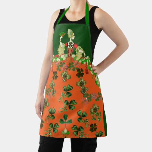 Tablier DAME ORANGE, SHAMROCK St. Patricks Day Green (Insitu)