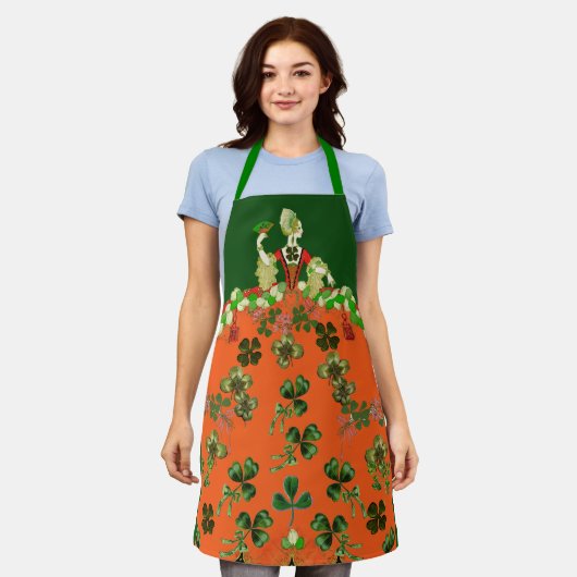 Tablier DAME ORANGE, SHAMROCK St. Patricks Day Green (Porté)