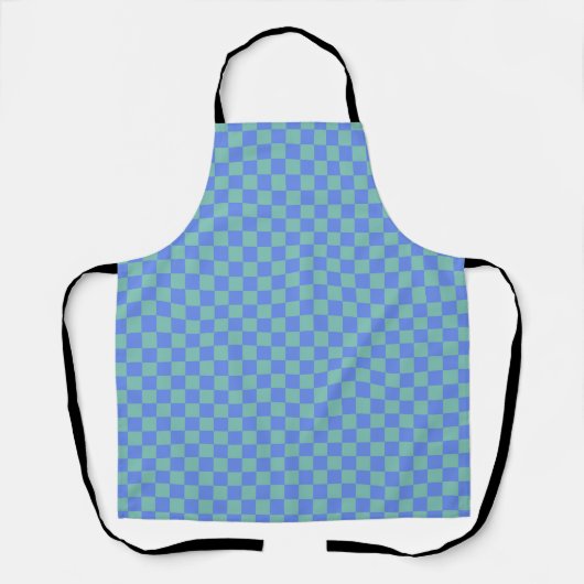 Tablier Damier à carreaux vert et violet motif gingham (Recto)