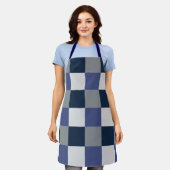 Tablier Damier Bleu Marine Gris Blanc (Porté)