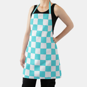 Tablier Damier bleu turquoise visuel classique