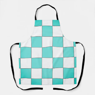 Tablier Damier cyan vert
