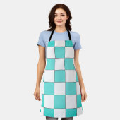 Tablier Damier cyan vert (Porté)