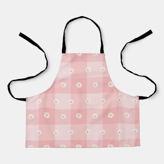 Tablier Damier Pêche et Marguerite (Recto)