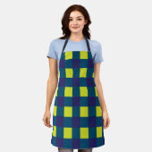 Tablier Damier Vert Bleu Marine (Porté)