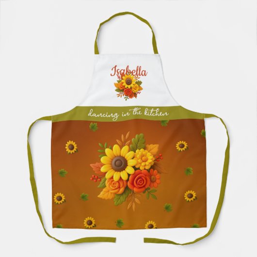 Tablier "Dancing in the Kitchen" - Bouquet de tournesol d' (Recto)