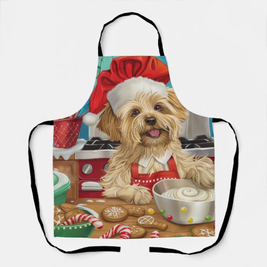 Tablier Dandie Dinmont Terrier Cuisine de Noël (Recto)