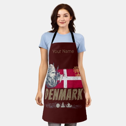 Tablier Danemark pavillon vintage viking et navire souveni (Porté)