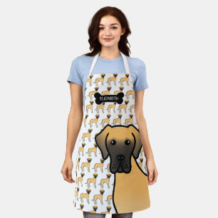Tablier Danois Fauve Mignon Chien de Dessin Animé & Nom