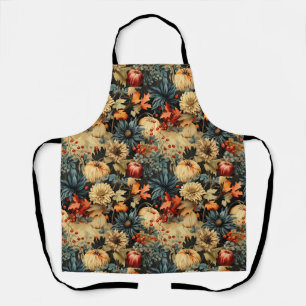 Tablier Dark Cottagecore Automne Floral de Citrouille