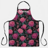 Tablier Dark Floral Pink Rose Pattern Custom (Recto)