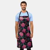Tablier Dark Floral Pink Rose Pattern Custom (Porté)