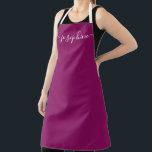 Tablier Dark Pink Simple Chic Elegant Nom du script Apron<br><div class="desc">Faites-lui sentir spécial et élégant dans la cuisine ou le jardin avec notre Dark Pink Simple Chic Elegant Script Name Apron. Ce tablier personnalisé est un cadeau parfait pour inspirer et encourager ses talents de cuisinière, de cuisine ou d'accompagnement à ses plantes. Conçu avec simplicité et élégance à l'esprit, cet...</div>