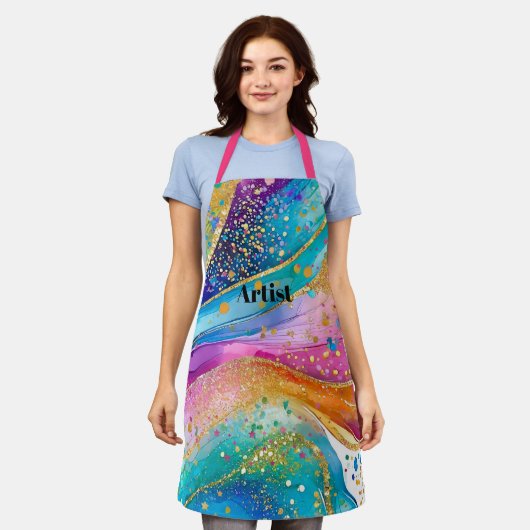 Tablier d'artiste avec couleurs vives mélangées en (Porté)