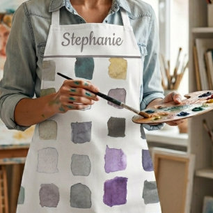 Tablier d'artiste en aquarelle personnalisé