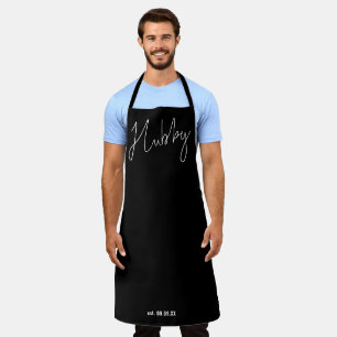 Tablier Date de Hubby de script moderne noir