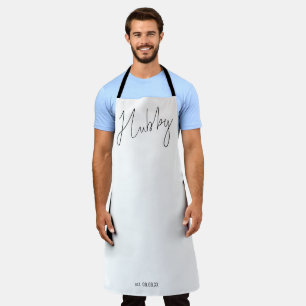 Tablier Date de Hubby de script moderne noir blanc