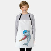 Tablier Dauphin au cricket avec chauve-souris de cricket (Porté)