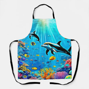 Tablier Dauphins et récif : Joie sous-marine