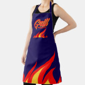 Tablier de barbecue bleu marine avec flammes de fe (Insitu)