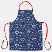 Tablier de BBQ à aquarelle bleue et blanche (Recto)