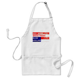 Tablier de BBQ de collier bleu de déchets blancs