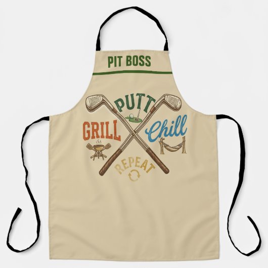 Tablier de BBQ de golf - Putt Grill Chill Repeat D (Recto)