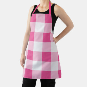 Tablier de chef à carreaux buffle rose et blanc