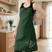 Tablier de chef à monogramme vert forêt