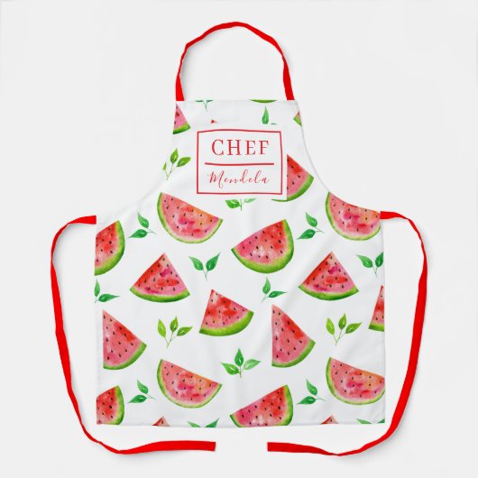 Tablier de chef à motif de pastèque personnalisé (Recto)