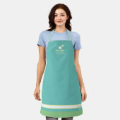 tablier de chef bleu turquoise avec son nom (Porté)