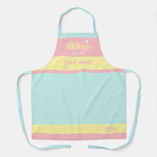 tablier de chef de cuisine sarcelle avec son nom (Recto)
