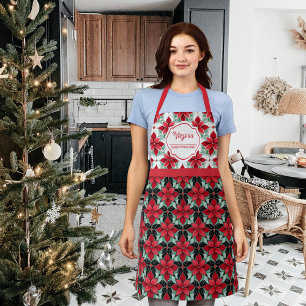 Tablier de chef de Noël à motif moderne de Poinset
