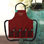 Tablier de chef de style aztèque sud-ouest rouge c