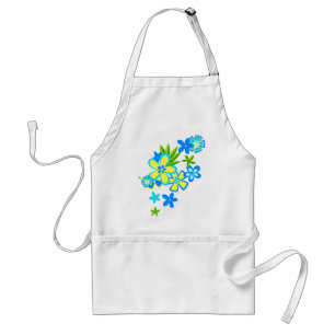 Tablier de chef Fleurs de Hula célestes