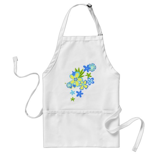 Tablier de chef Fleurs de Hula célestes (Devant)