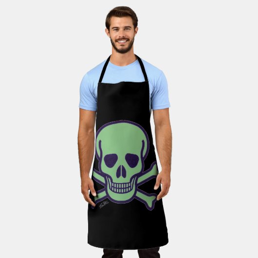 Tablier de chef homme crâne vert (Porté)