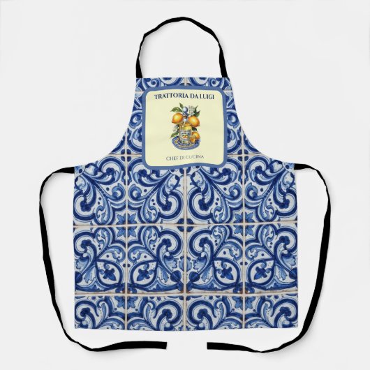 Tablier de chef Limoncello en carrelage sicilien (Recto)